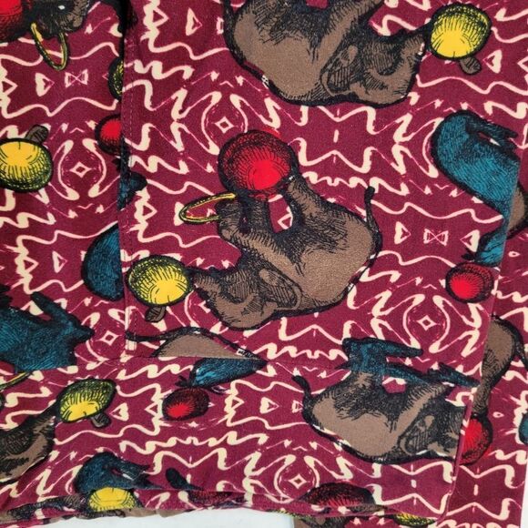 Lularoe Burgundy Circus Elephants Leggings - Picture 6 of 7